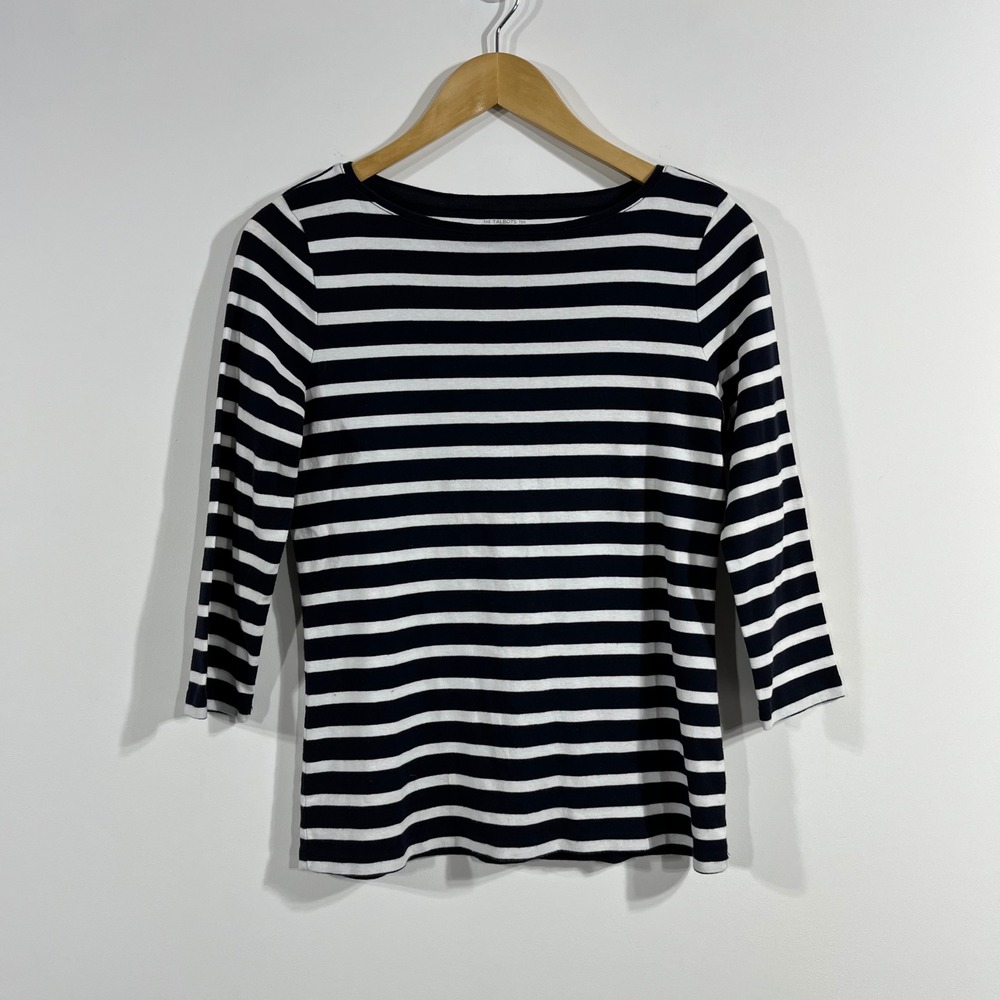 Talbots Boatneck Fisherman Granola Striped Cotton Top Womens Medium Coastal Boho